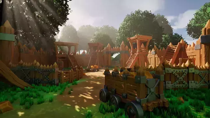 Stylized Medieval Siege Camp  Modular Prop Pack