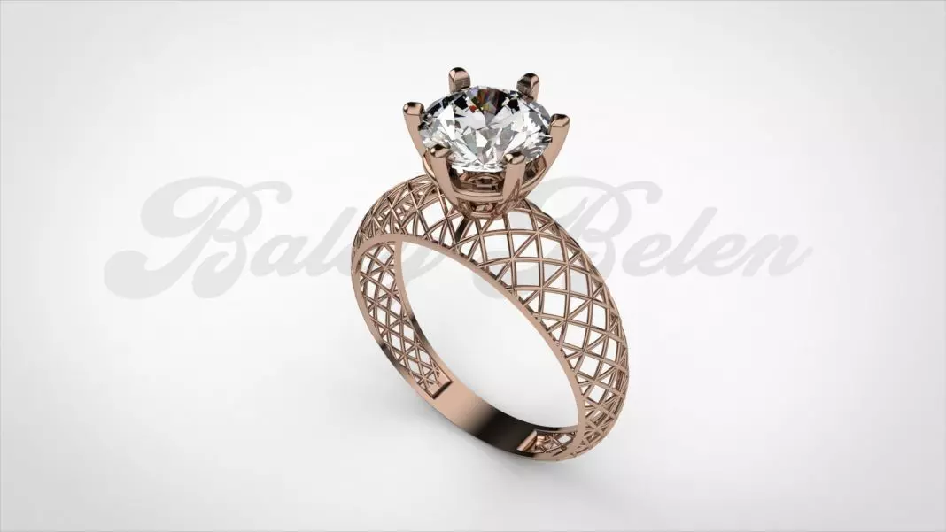Woman ring diamond Size 13 S3 3D print model