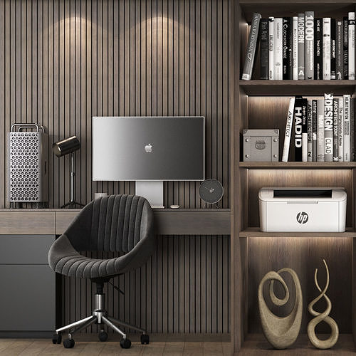 desk set modern home office design 3D model