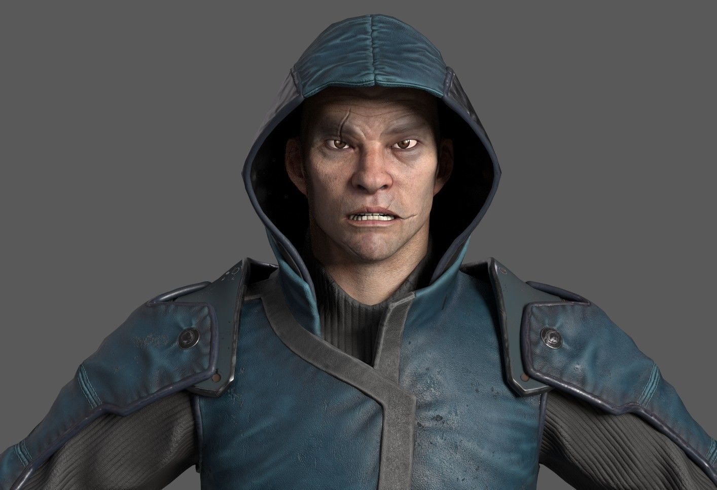 Shinobi PBR Gameready Rigged character Low-poly 3D model_6