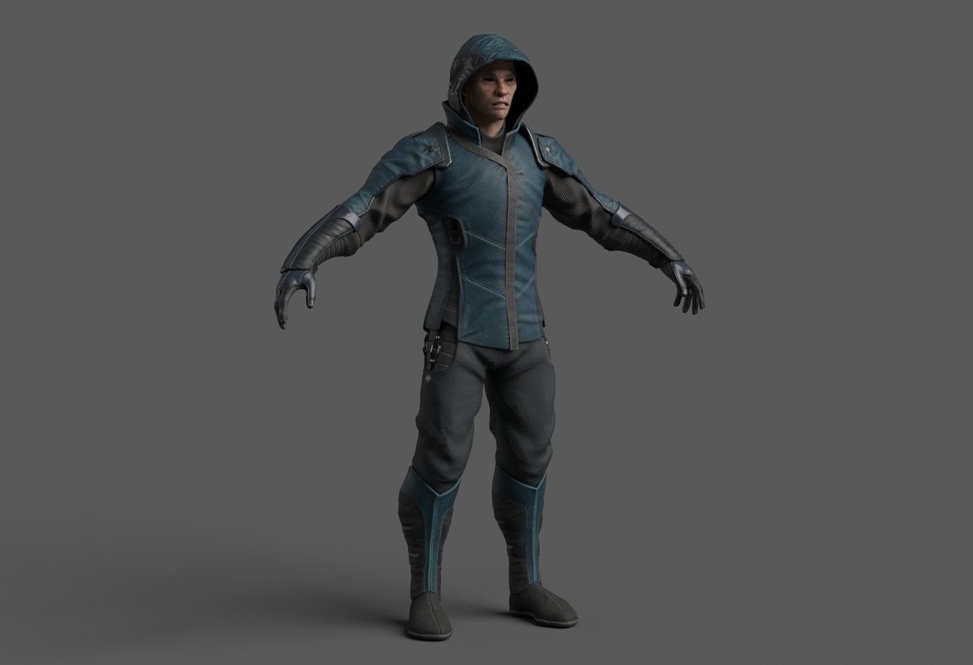 Shinobi PBR Gameready Rigged character Low-poly 3D model_14