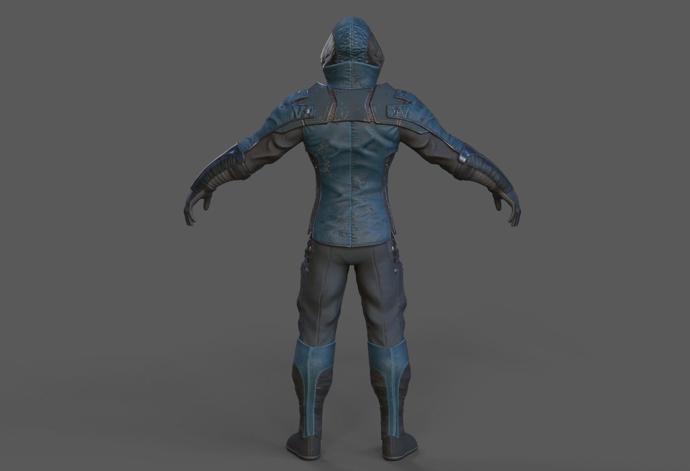 Shinobi PBR Gameready Rigged character Low-poly 3D model_11
