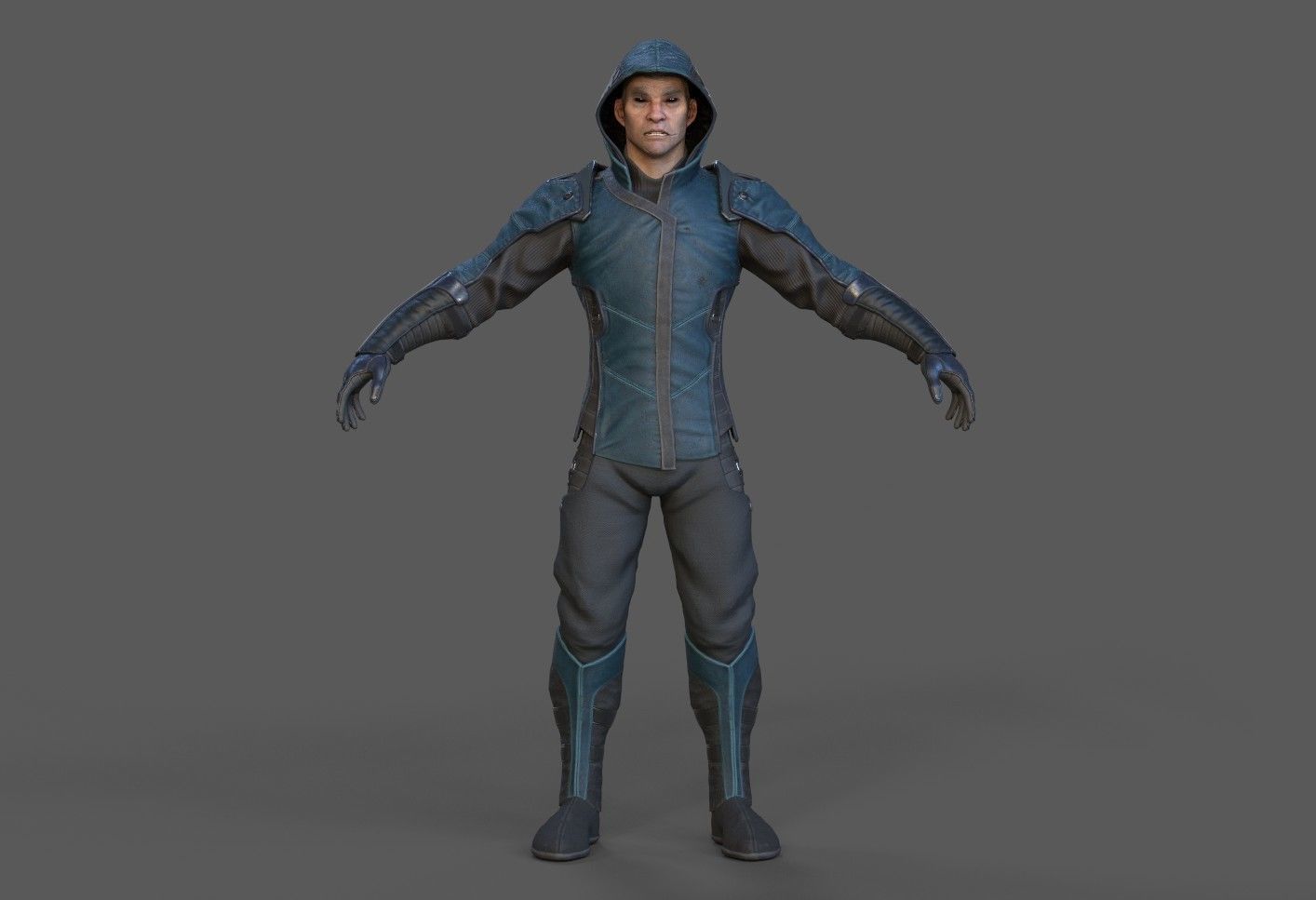 Shinobi PBR Gameready Rigged character Low-poly 3D model_5