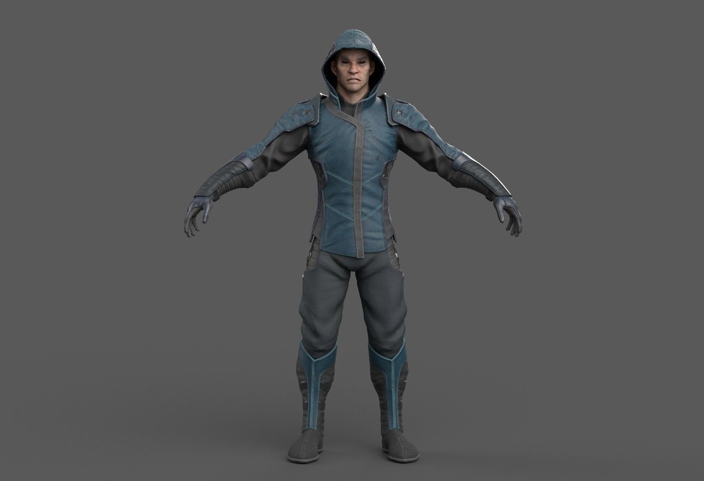 Shinobi PBR Gameready Rigged character Low-poly 3D model_15