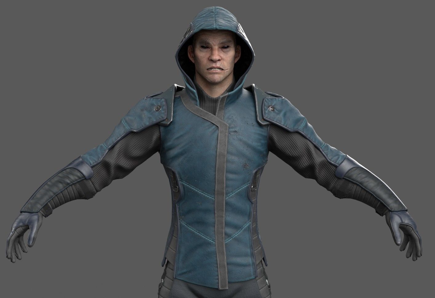 Shinobi PBR Gameready Rigged character Low-poly 3D model_16