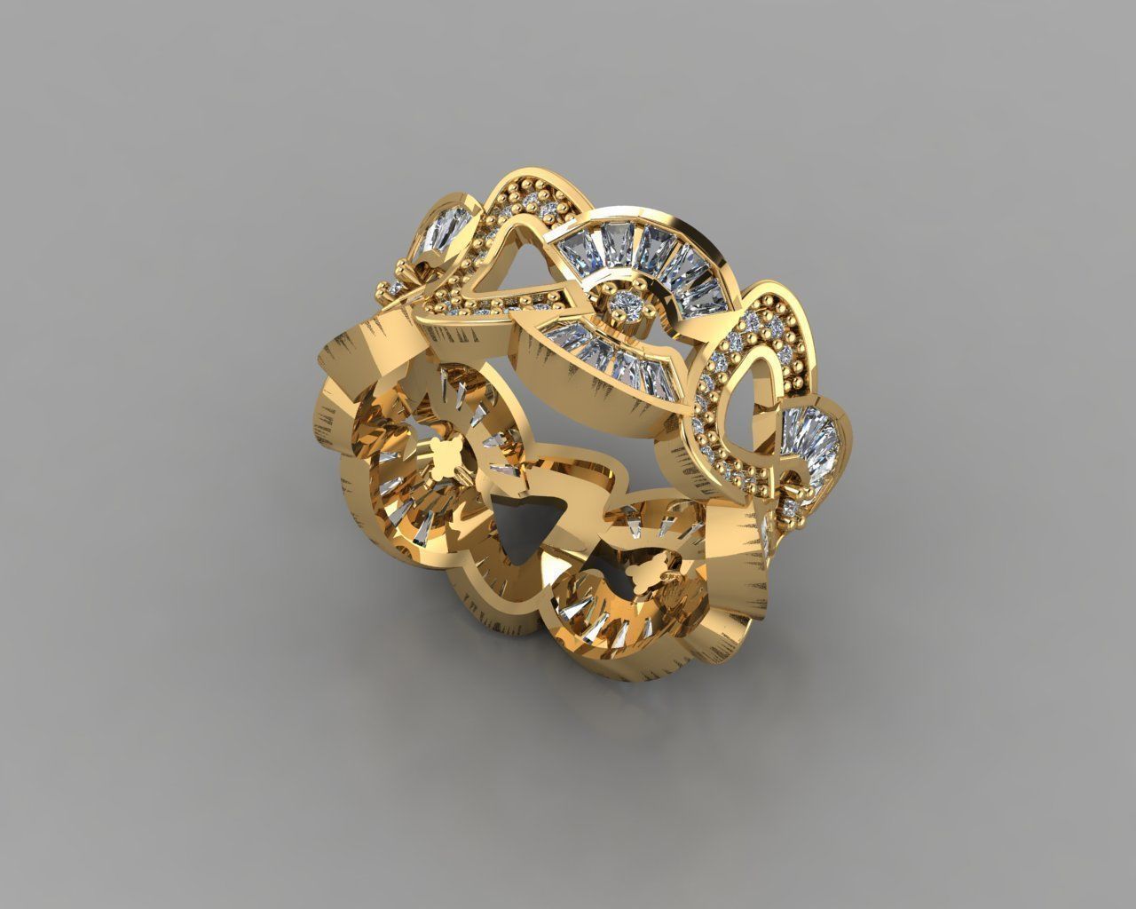 Wedding Baguette Diamond 3D Print Model 3D print model_1