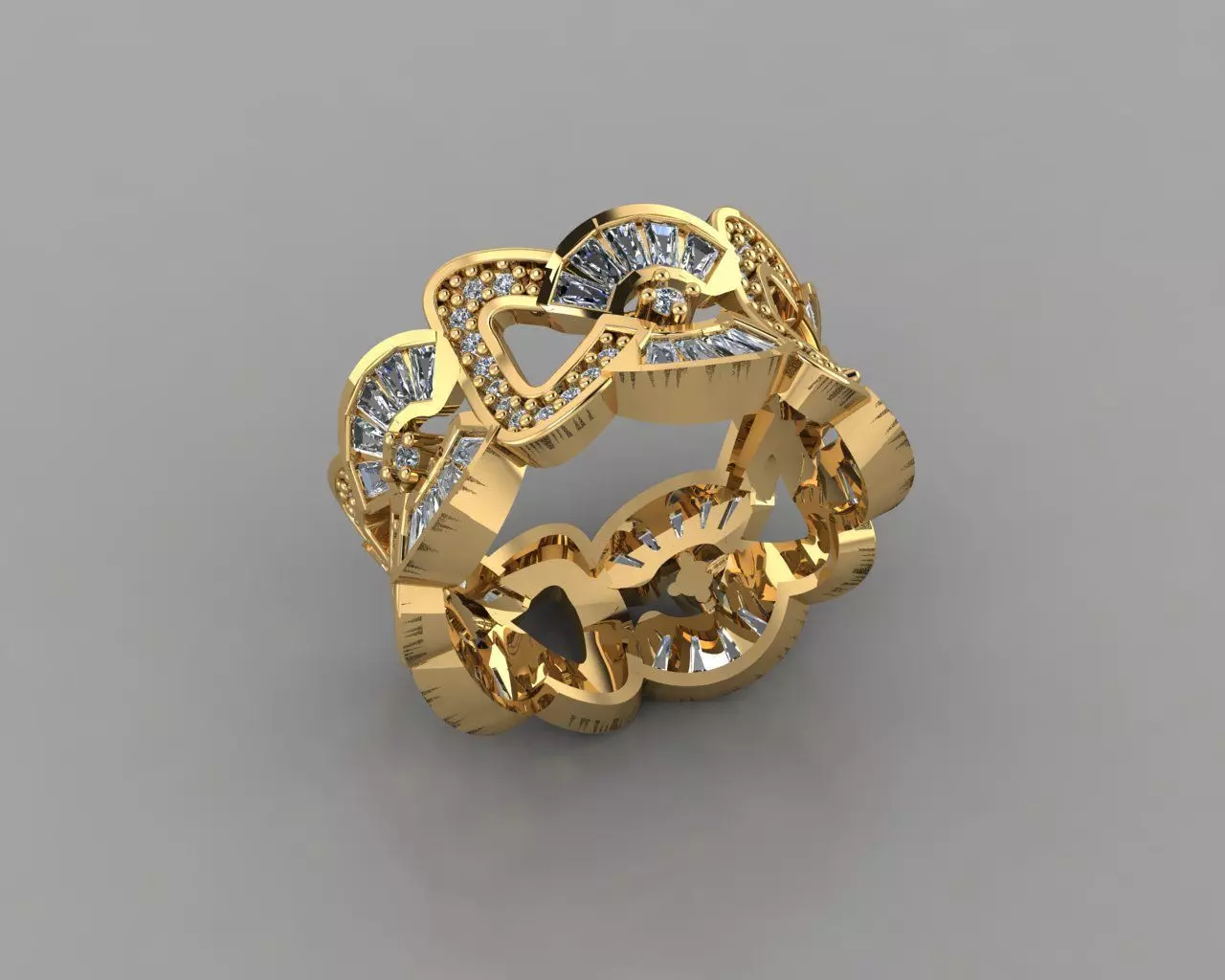 Wedding Baguette Diamond 3D Print Model 3D print model_0