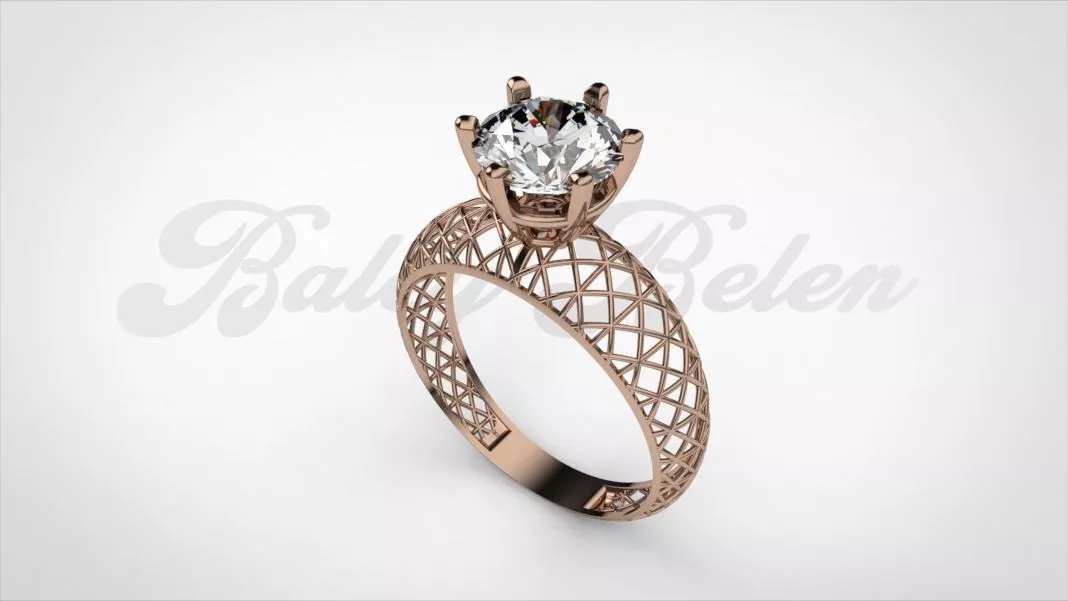 Woman ring diamond Size 19 S3 3D print model