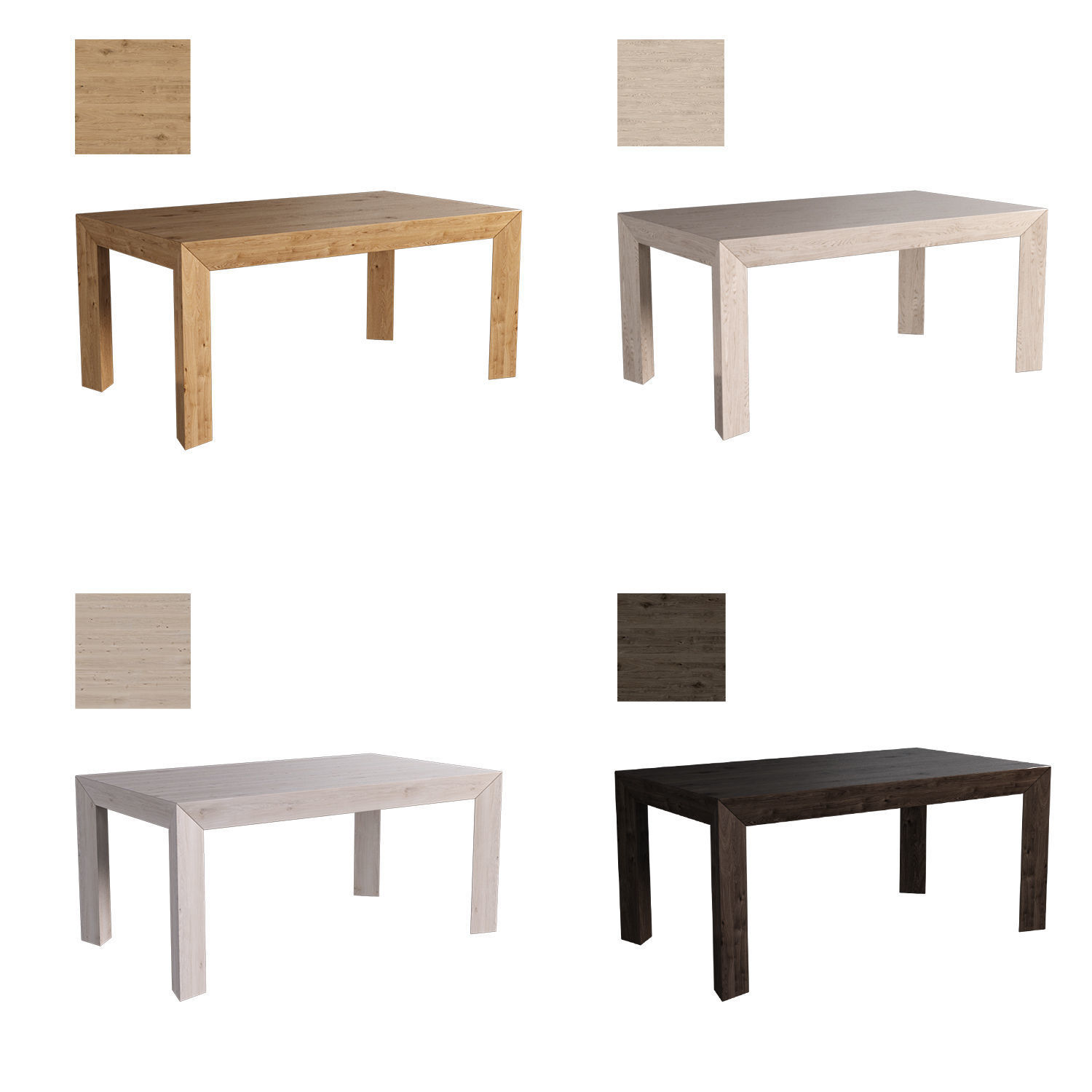 Table and two chairs 3D model_1