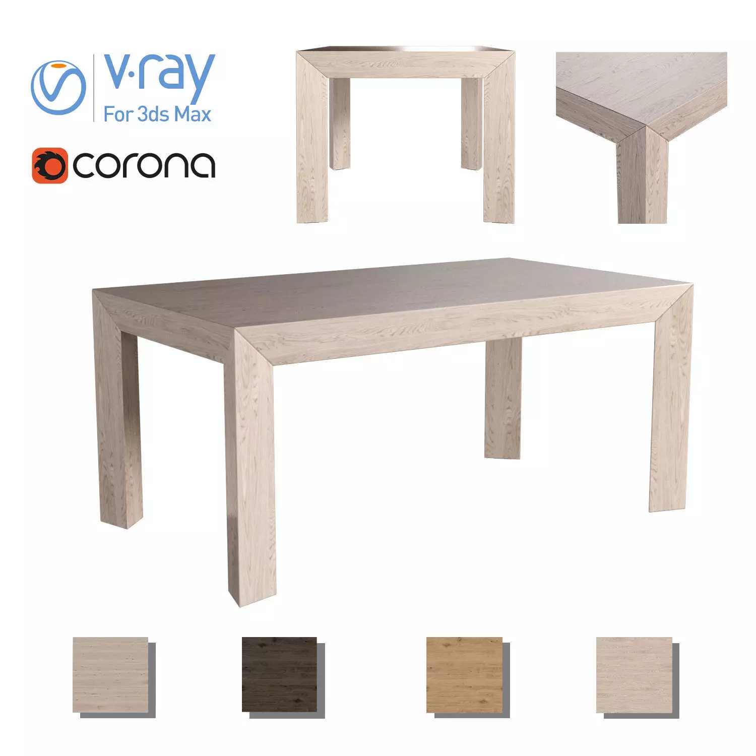 Table and two chairs 3D model_0