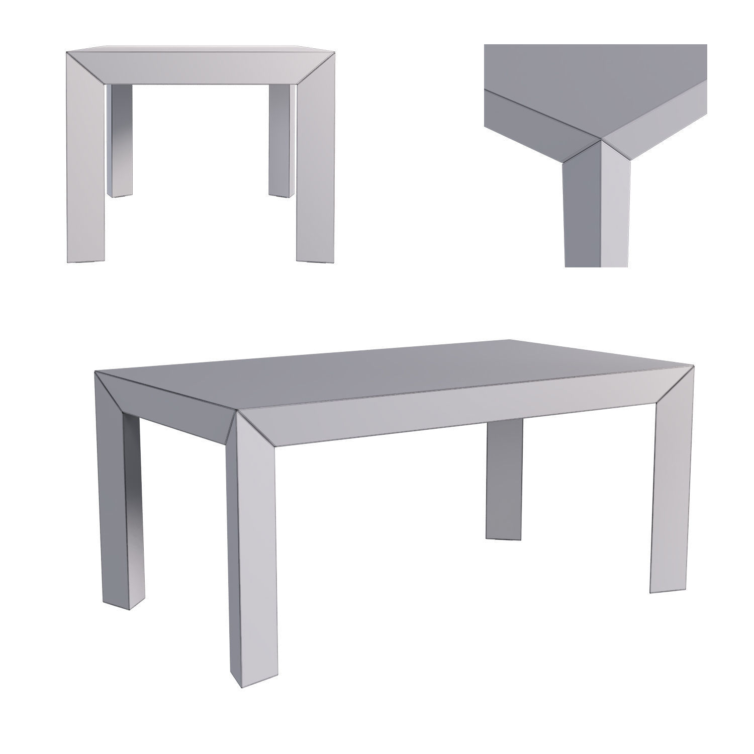 Table and two chairs 3D model_2