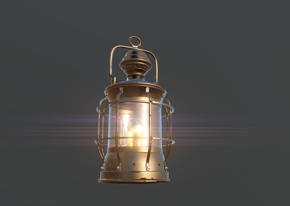 VINTAGE LANTERN - ANTIQUE BRONZE lamp Low-poly 3D model_1
