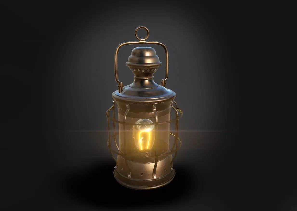 VINTAGE LANTERN - ANTIQUE BRONZE lamp Low-poly 3D model_0