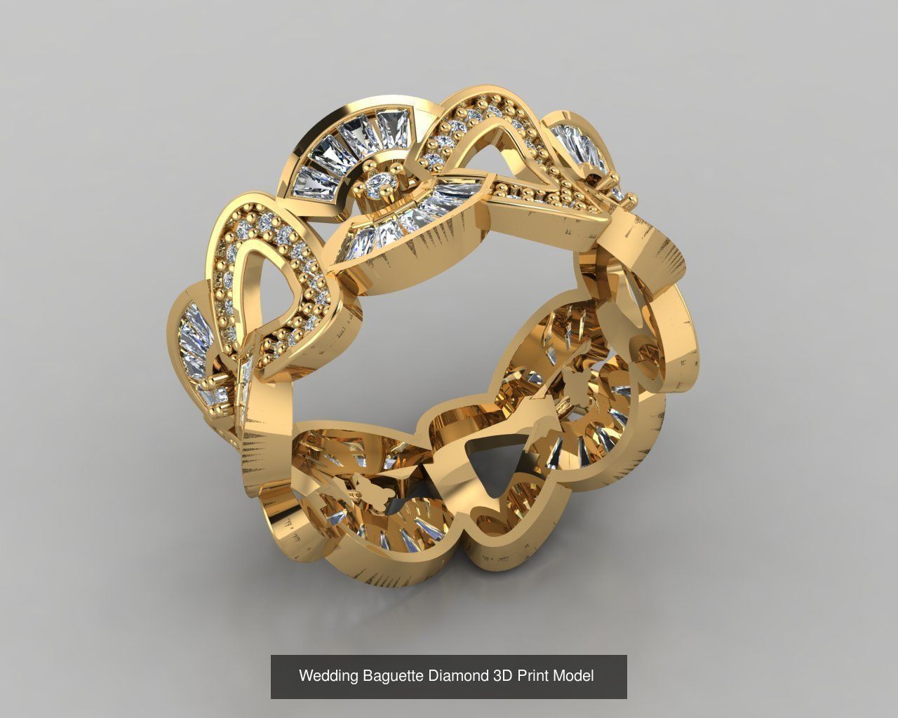 Wedding Baguette Diamond 3D Print Model  3D Model Collection_1