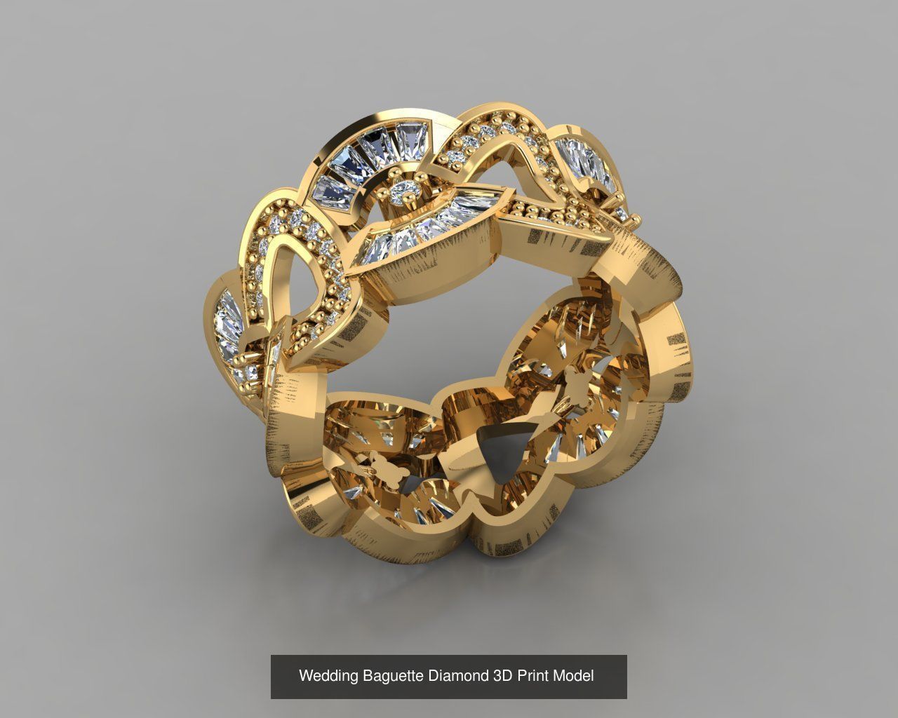 Wedding Baguette Diamond 3D Print Model  3D Model Collection_5