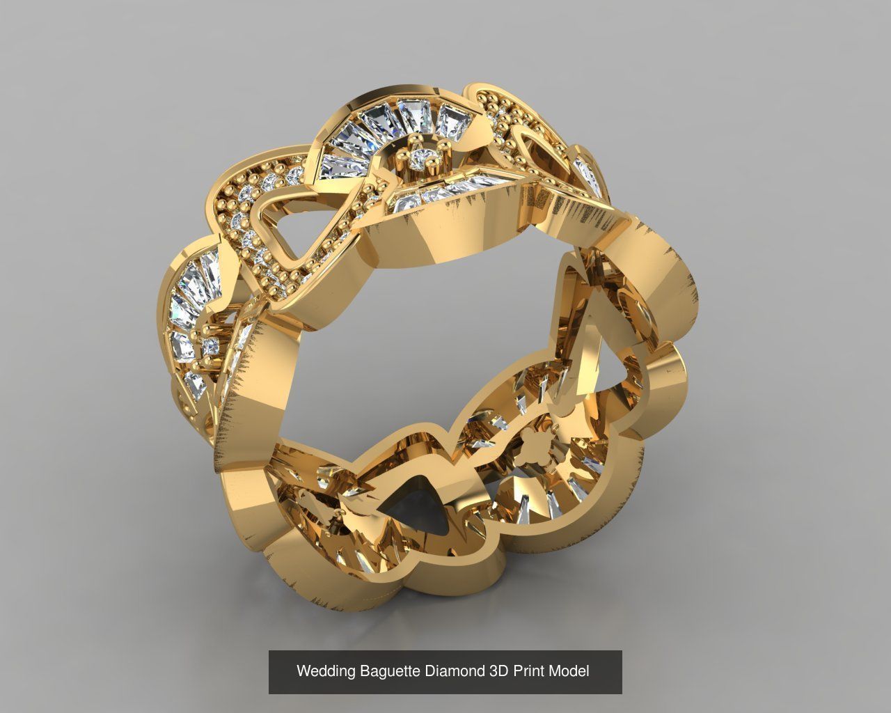 Wedding Baguette Diamond 3D Print Model  3D Model Collection_2