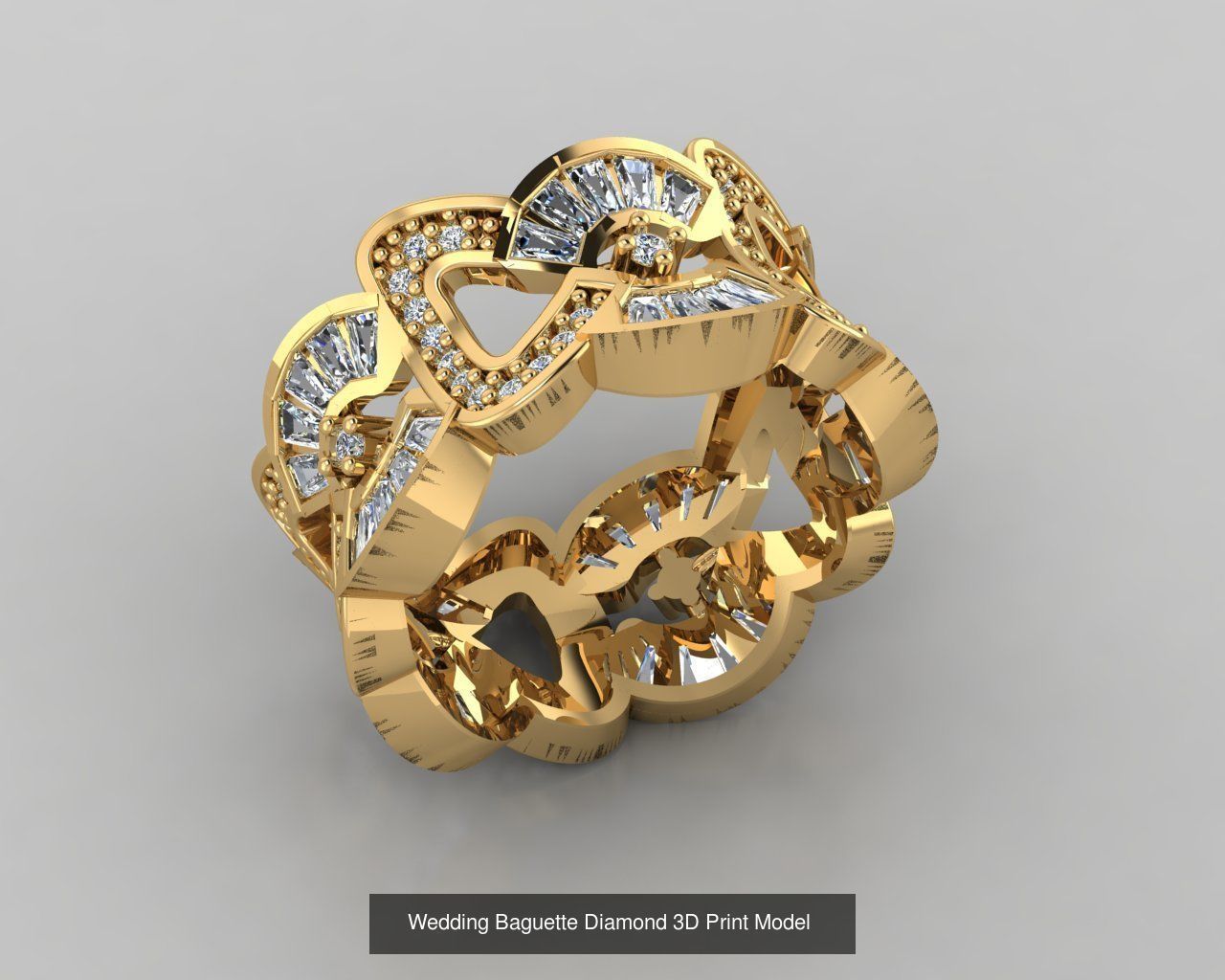 Wedding Baguette Diamond 3D Print Model  3D Model Collection_4