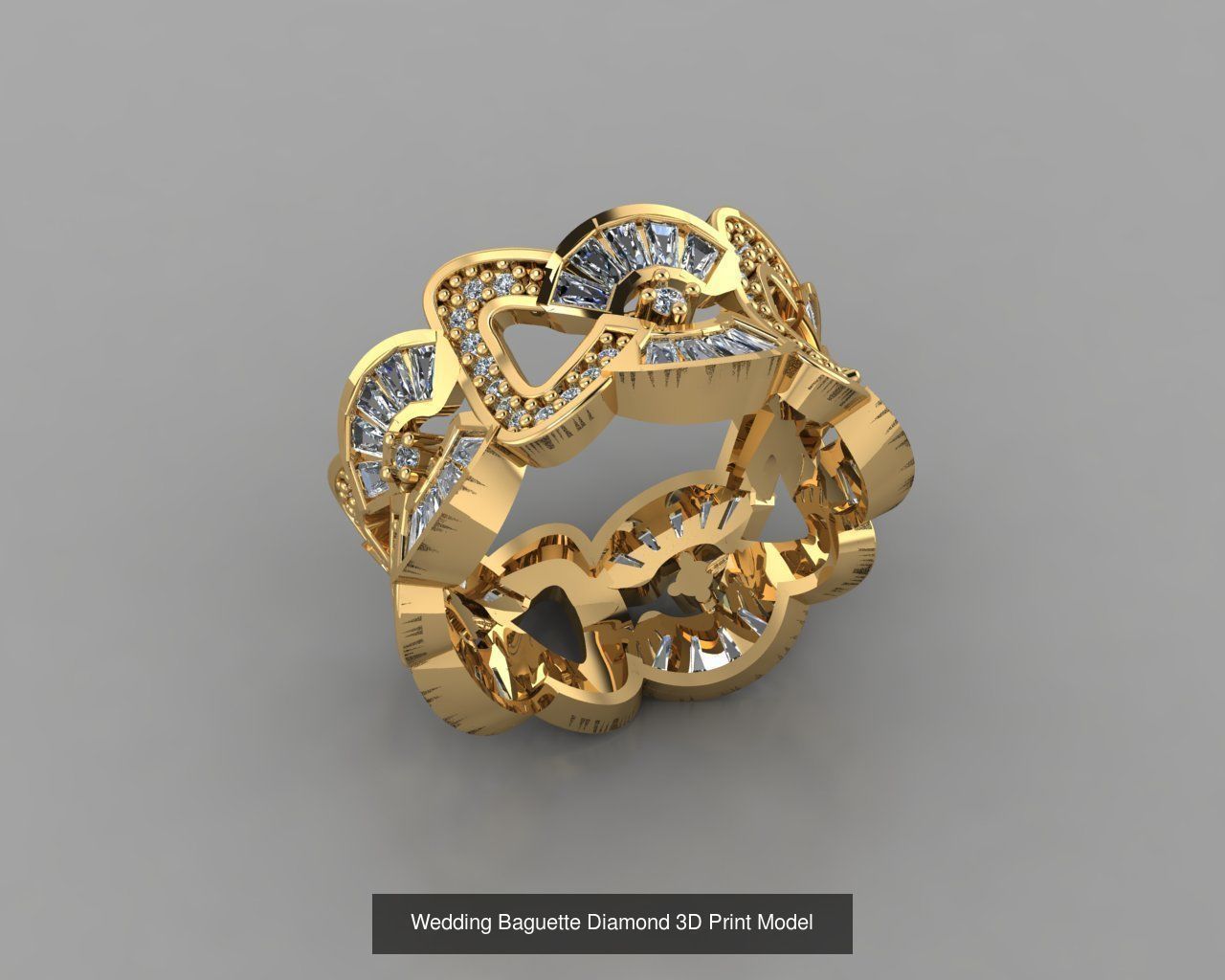 Wedding Baguette Diamond 3D Print Model  3D Model Collection_3