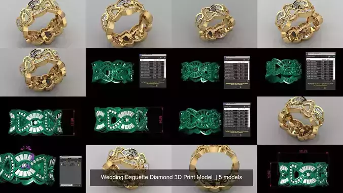 Wedding Baguette Diamond 3D Print Model 