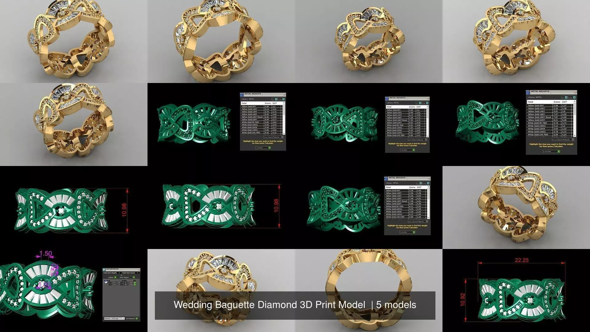 Wedding Baguette Diamond 3D Print Model  3D Model Collection_0