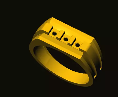 rings gold ring with two holes 3D print model_0