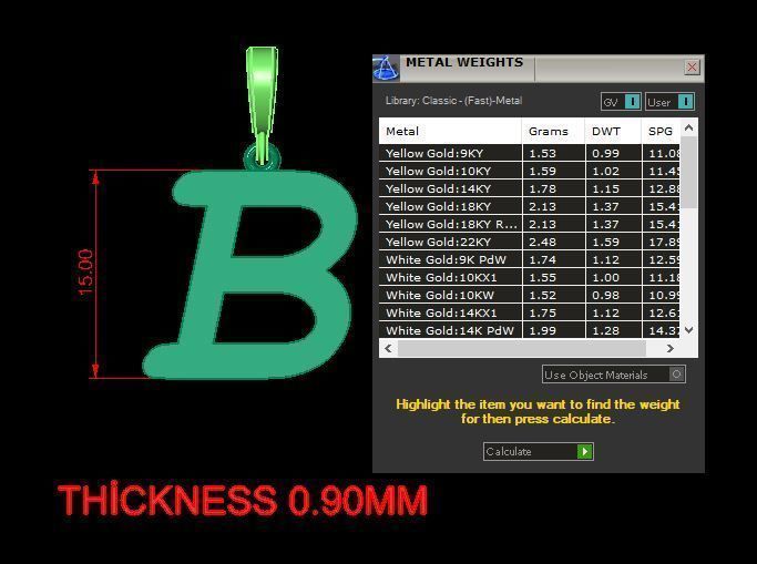 pendant alphabet courier B small  3D print model_12