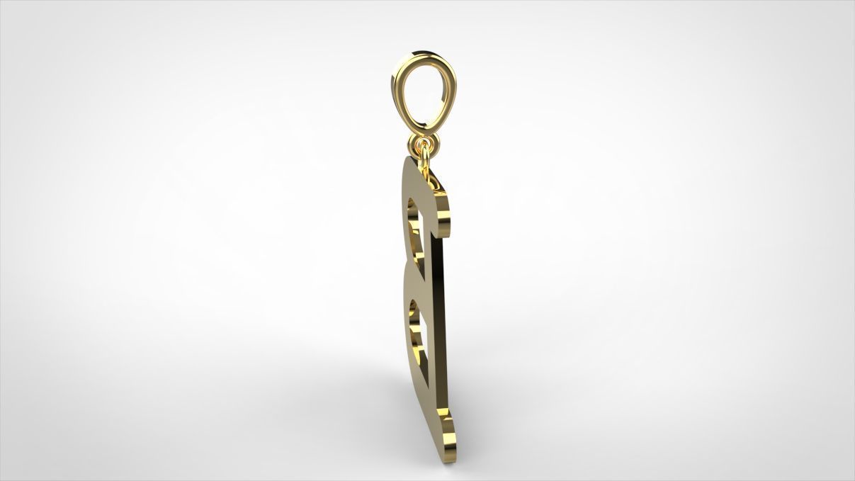 pendant alphabet courier B small  3D print model_6