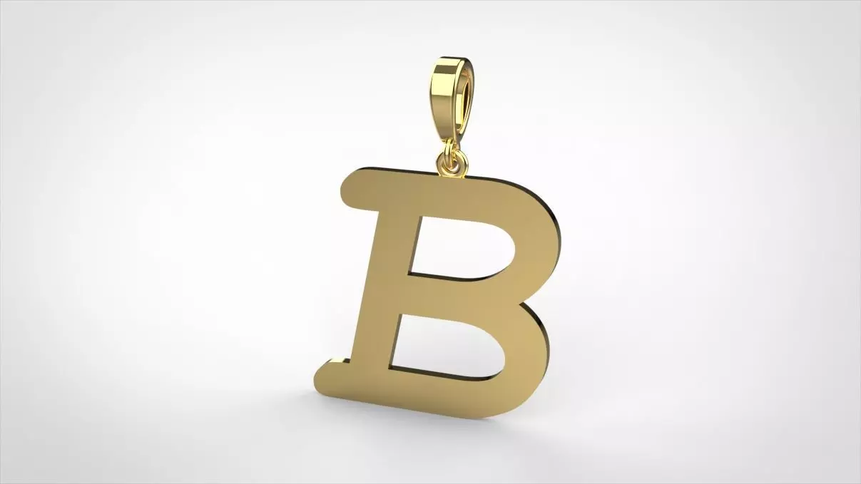 pendant alphabet courier B small  3D print model_0
