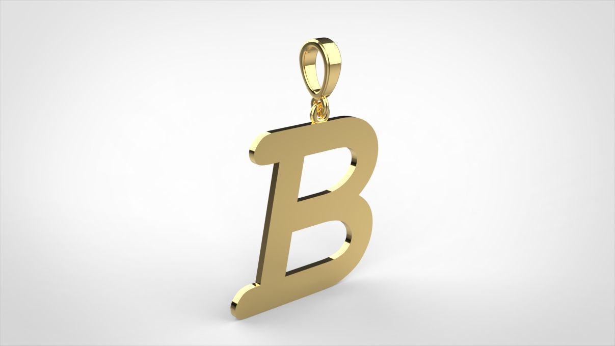 pendant alphabet courier B small  3D print model_8
