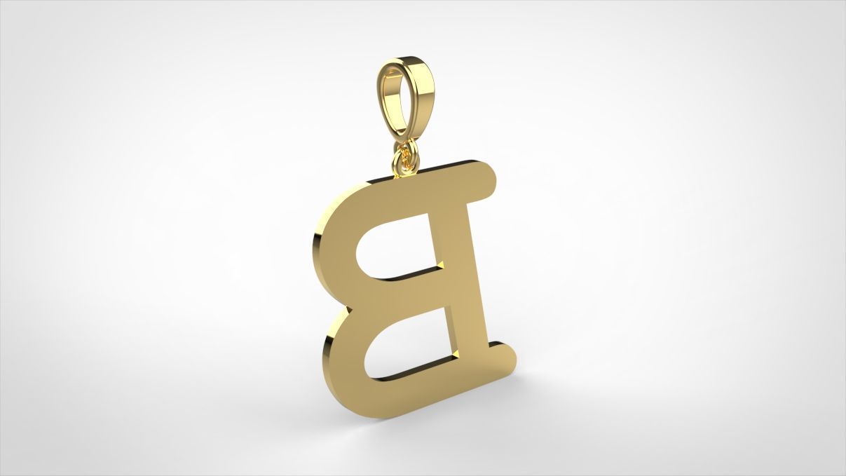 pendant alphabet courier B small  3D print model_4