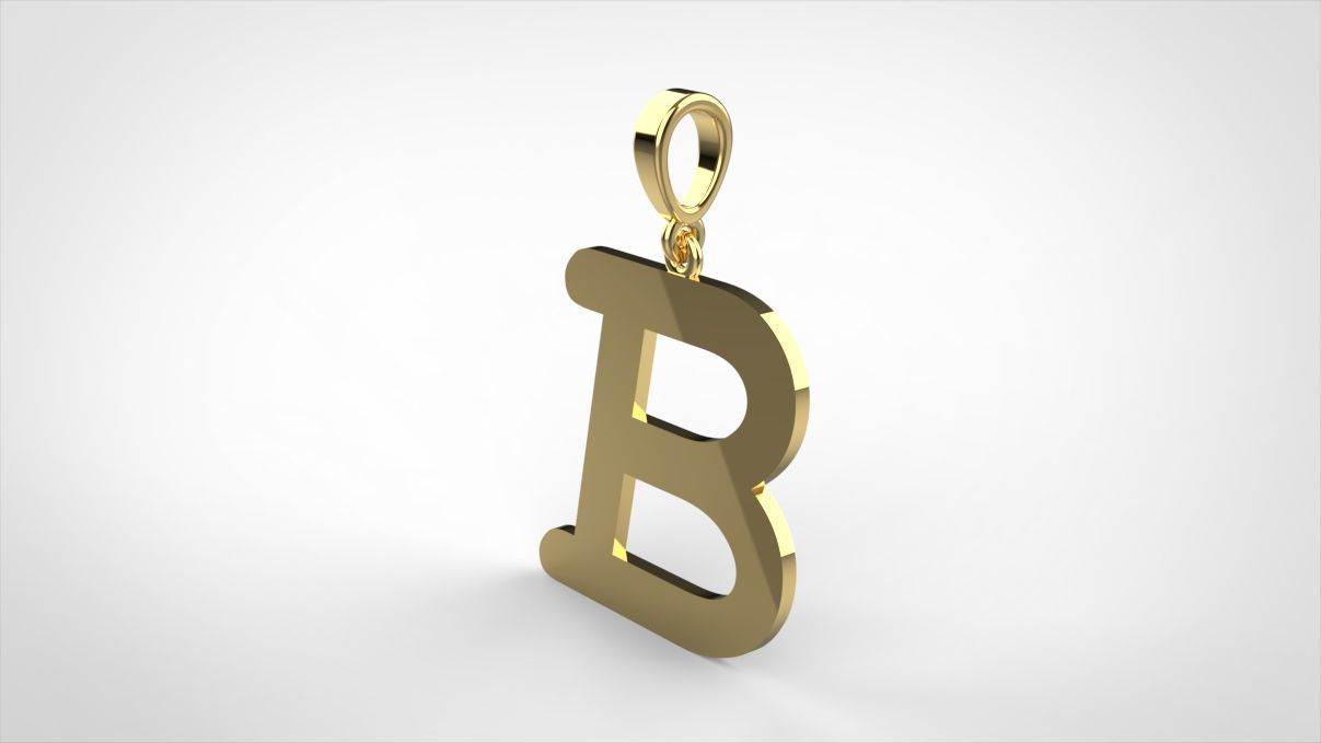 pendant alphabet courier B small  3D print model_9