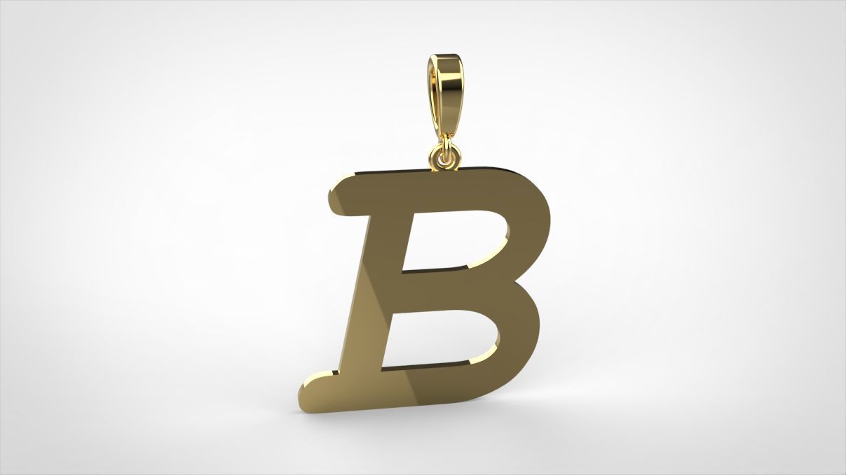 pendant alphabet courier B small  3D print model_1