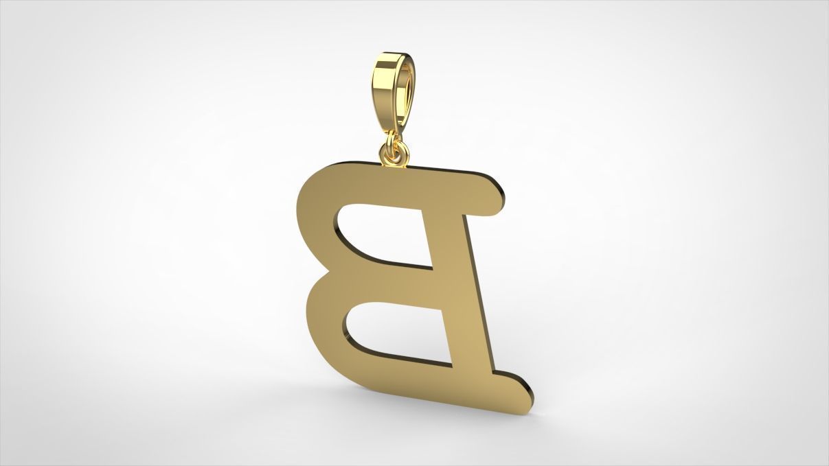 pendant alphabet courier B small  3D print model_2