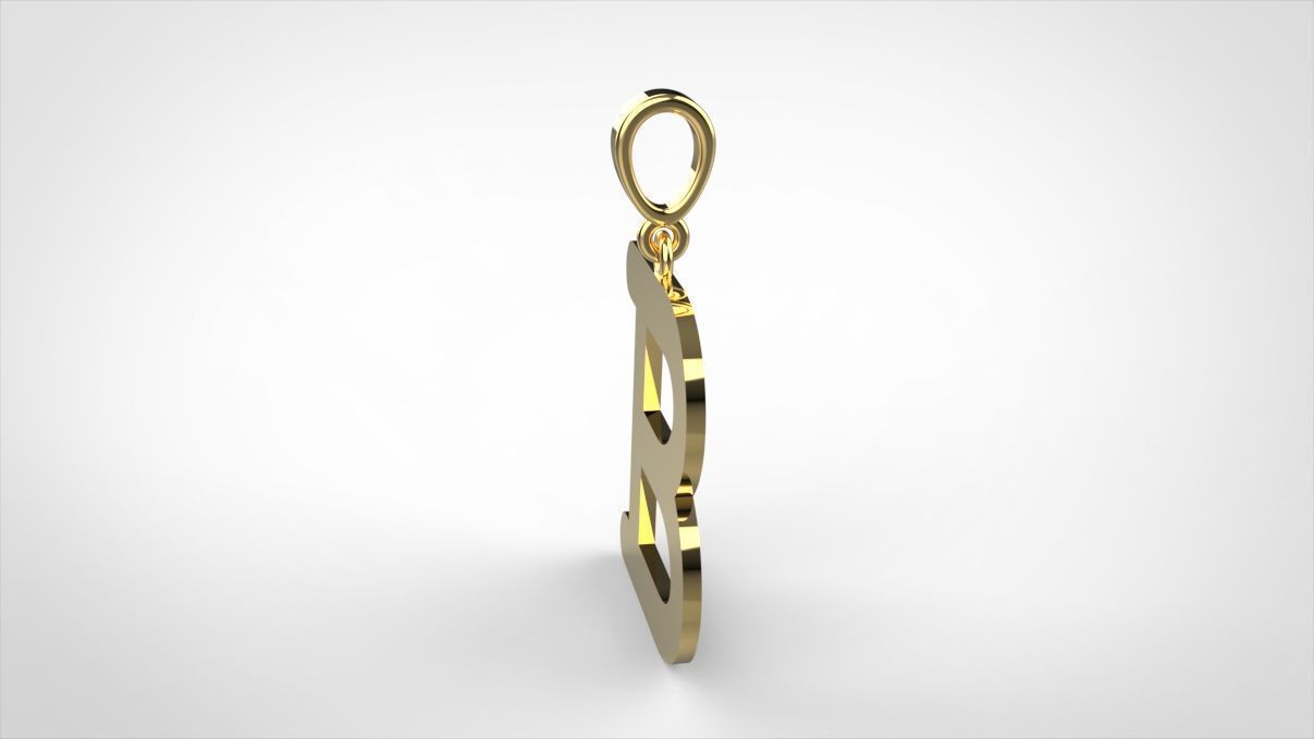pendant alphabet courier B small  3D print model_10