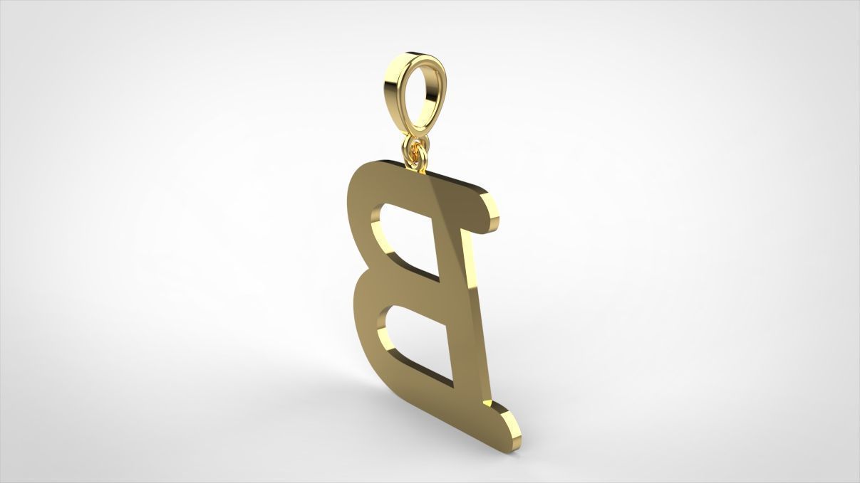 pendant alphabet courier B small  3D print model_3