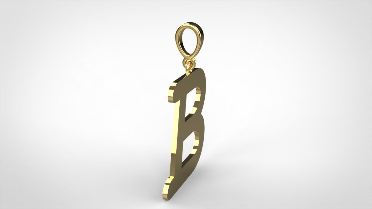 pendant alphabet courier B small  3D print model_7