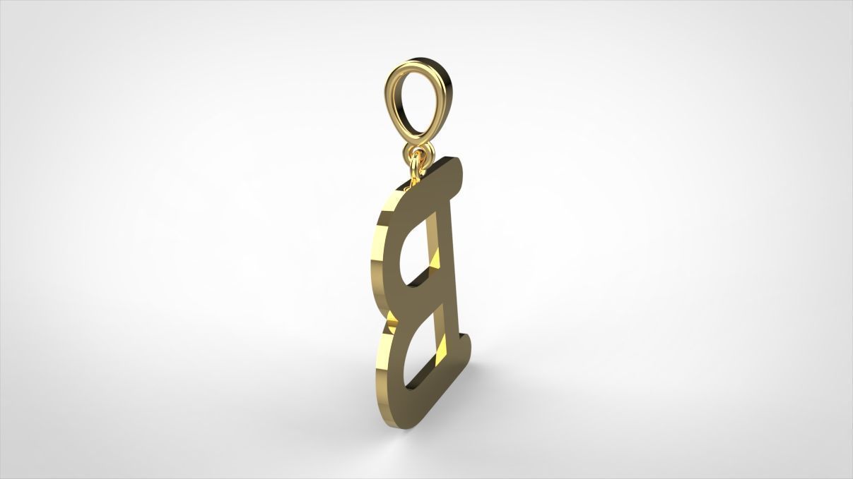 pendant alphabet courier B small  3D print model_11
