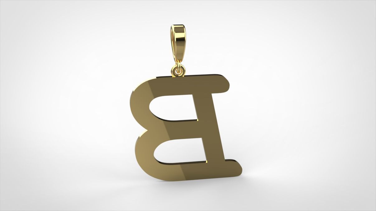 pendant alphabet courier B small  3D print model_5