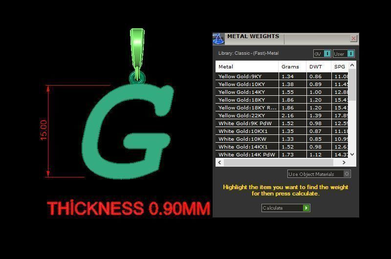 pendant alphabet courier G small  3D print model_12