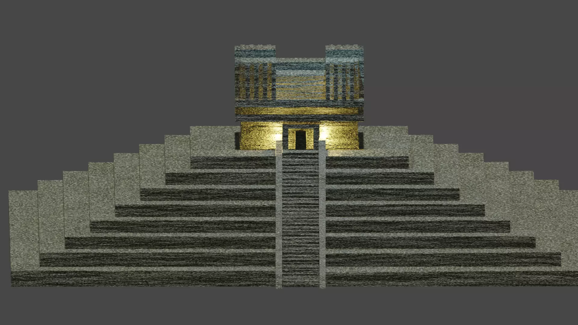 Pyramid with stairs leading up to it Low-poly 3D model_0