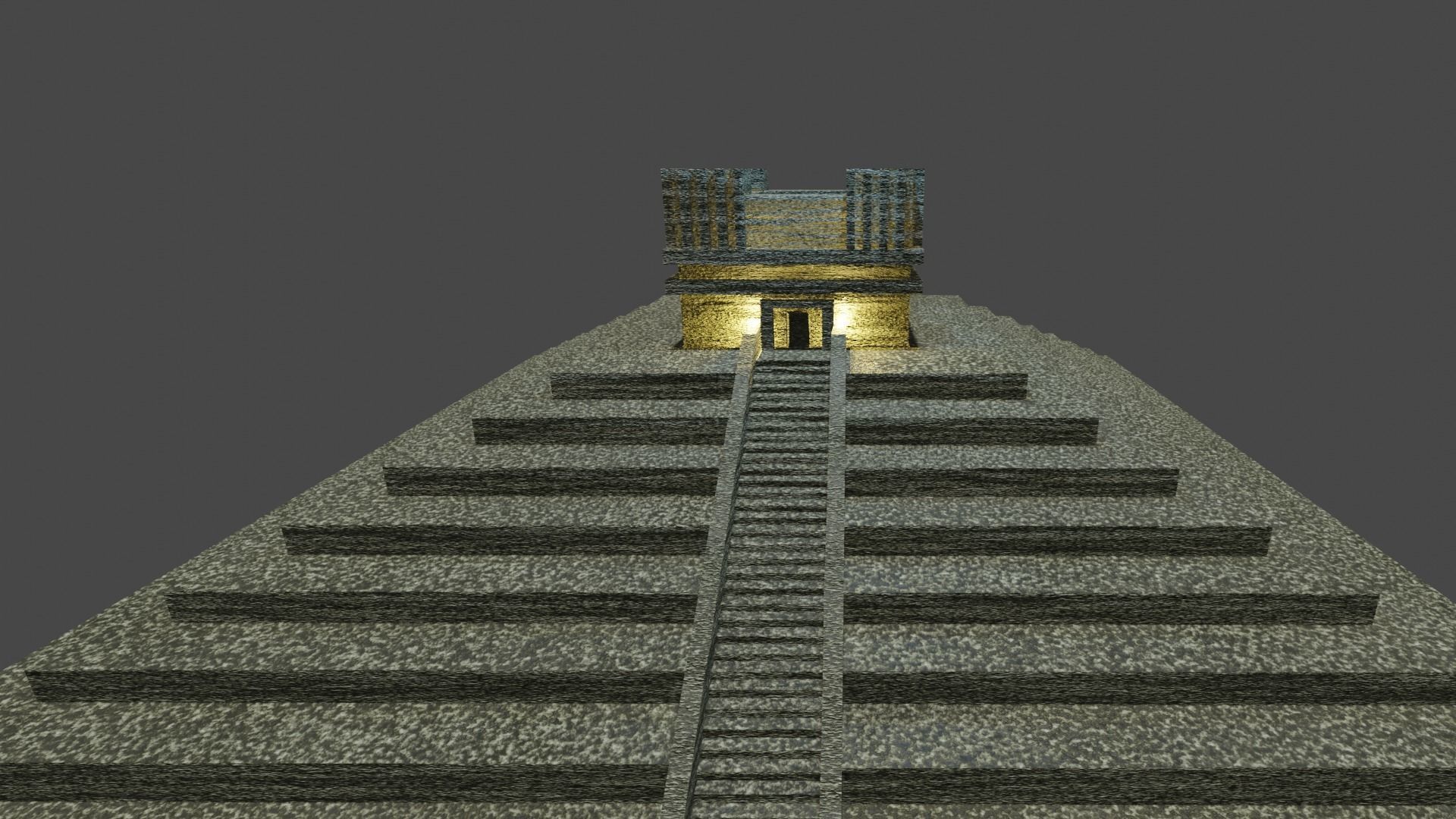 Pyramid with stairs leading up to it Low-poly 3D model_2