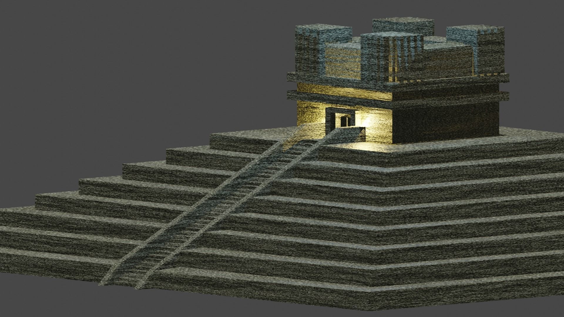 Pyramid with stairs leading up to it Low-poly 3D model_4