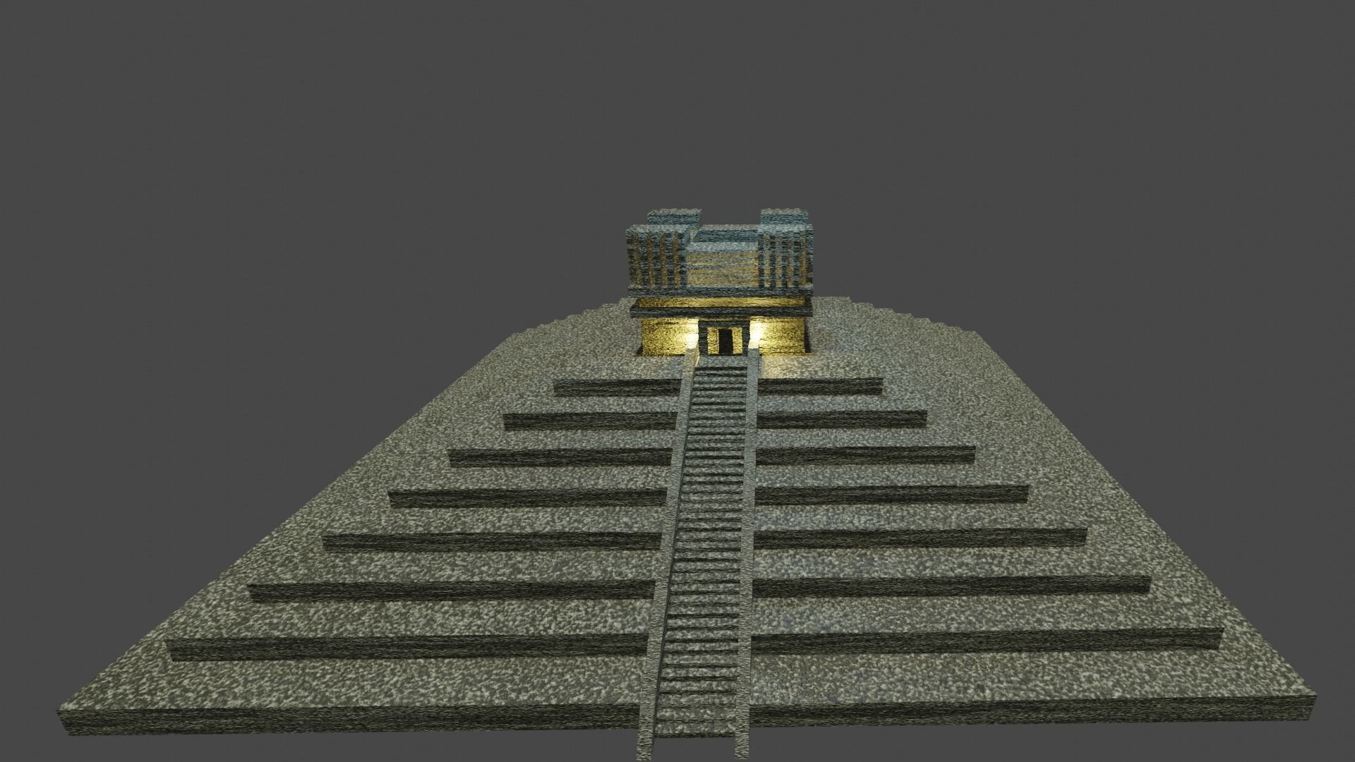 Pyramid with stairs leading up to it Low-poly 3D model_3