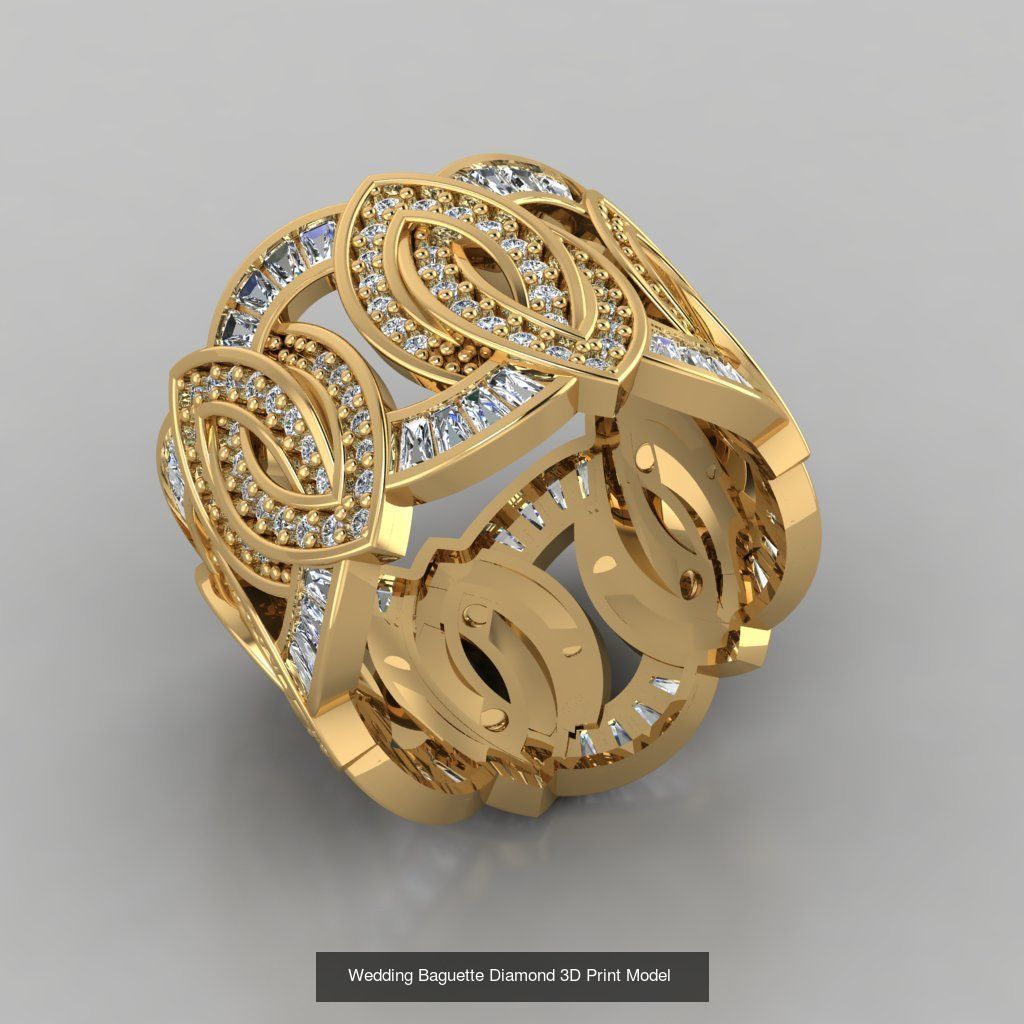 Wedding Baguette Diamond 3D Print Model 1 3D Model Collection_3