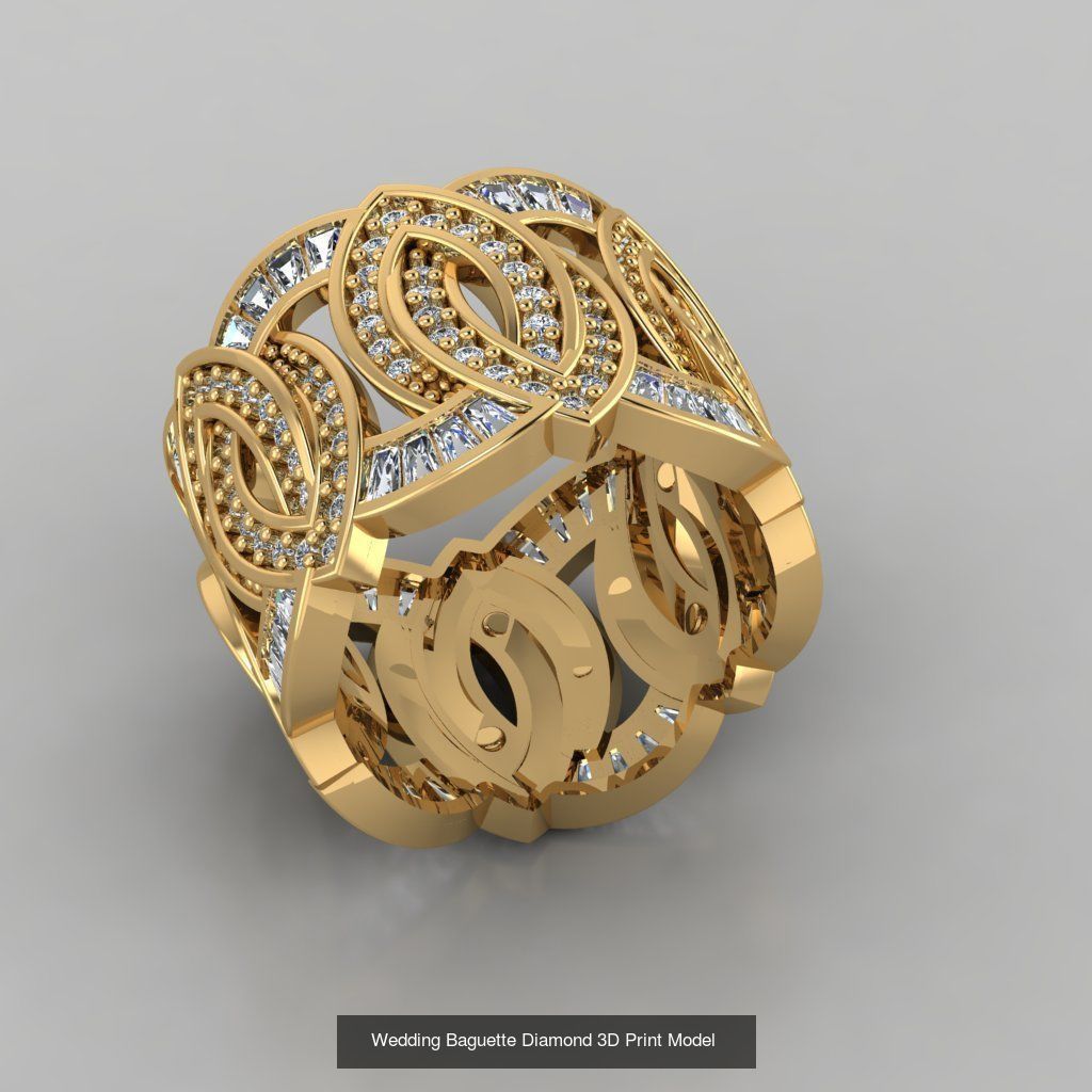 Wedding Baguette Diamond 3D Print Model 1 3D Model Collection_4
