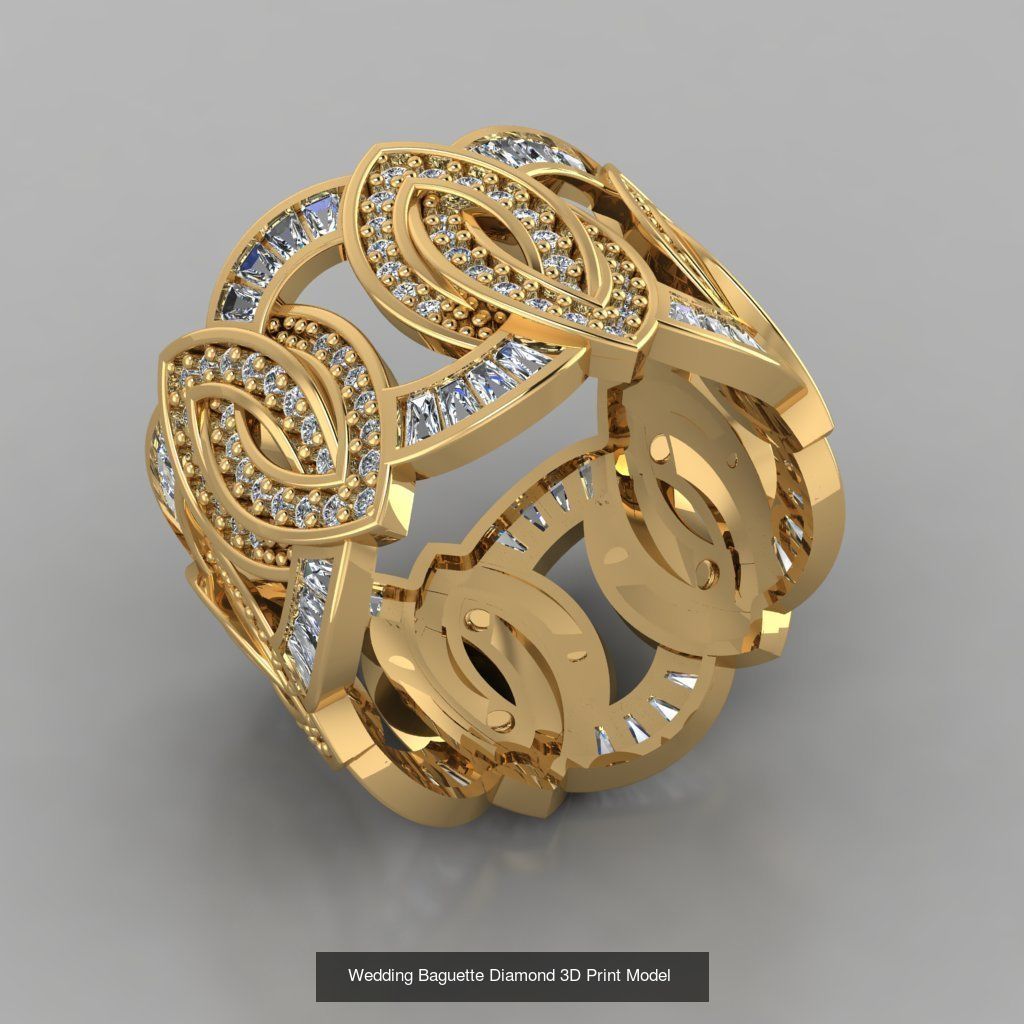 Wedding Baguette Diamond 3D Print Model 1 3D Model Collection_1