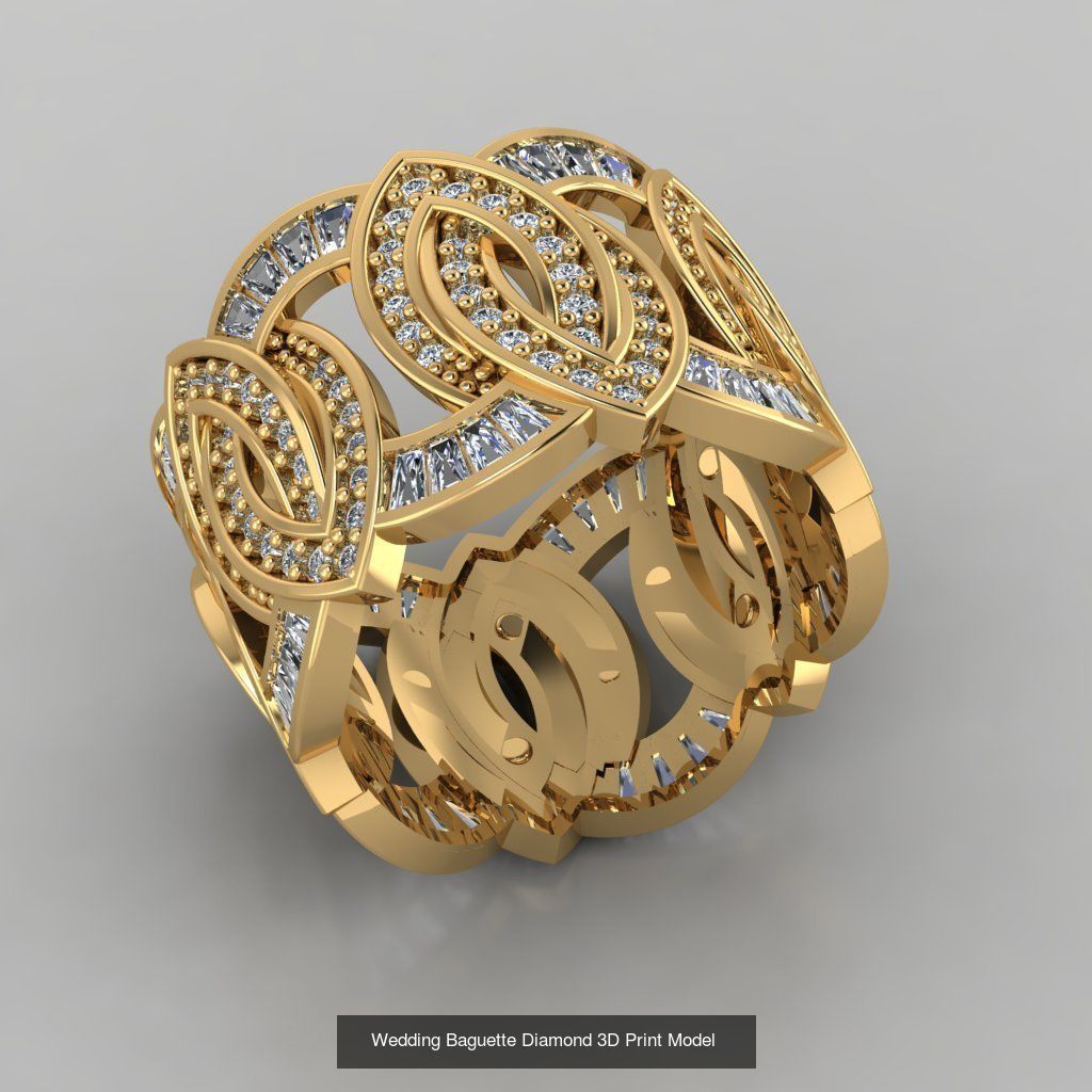 Wedding Baguette Diamond 3D Print Model 1 3D Model Collection_2