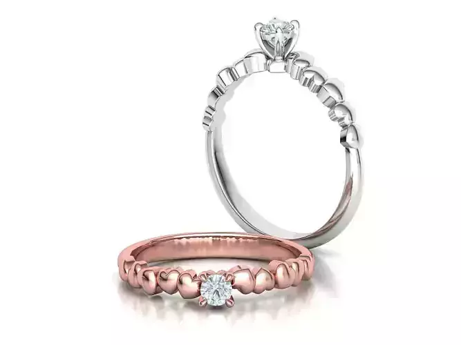 Solitaire Heart Ring Promise Ring with 3mm stone