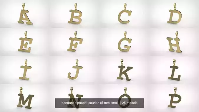 pendant alphabet courier 15 mm small  3D Model Collection