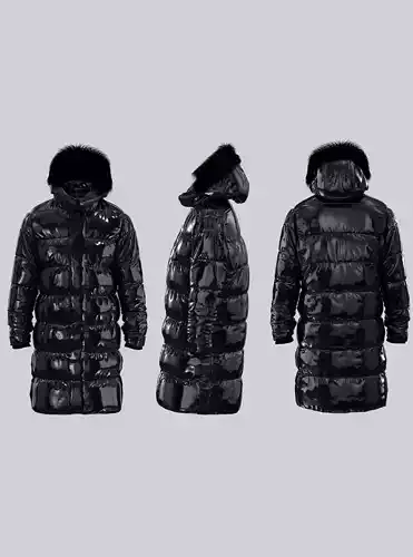 Men Faux Fur Hooded Pocket Detailed Puffer Coat